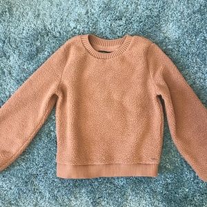 Cute Soft Brown Sherpa Puff Sleeved Sweater!